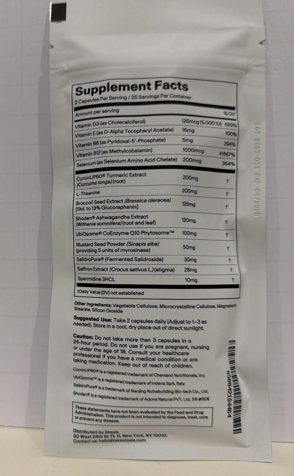 Stasis Daytime & Nighttime Supplement Bundle 50 Caps Each; SEALED Exp 04/2028