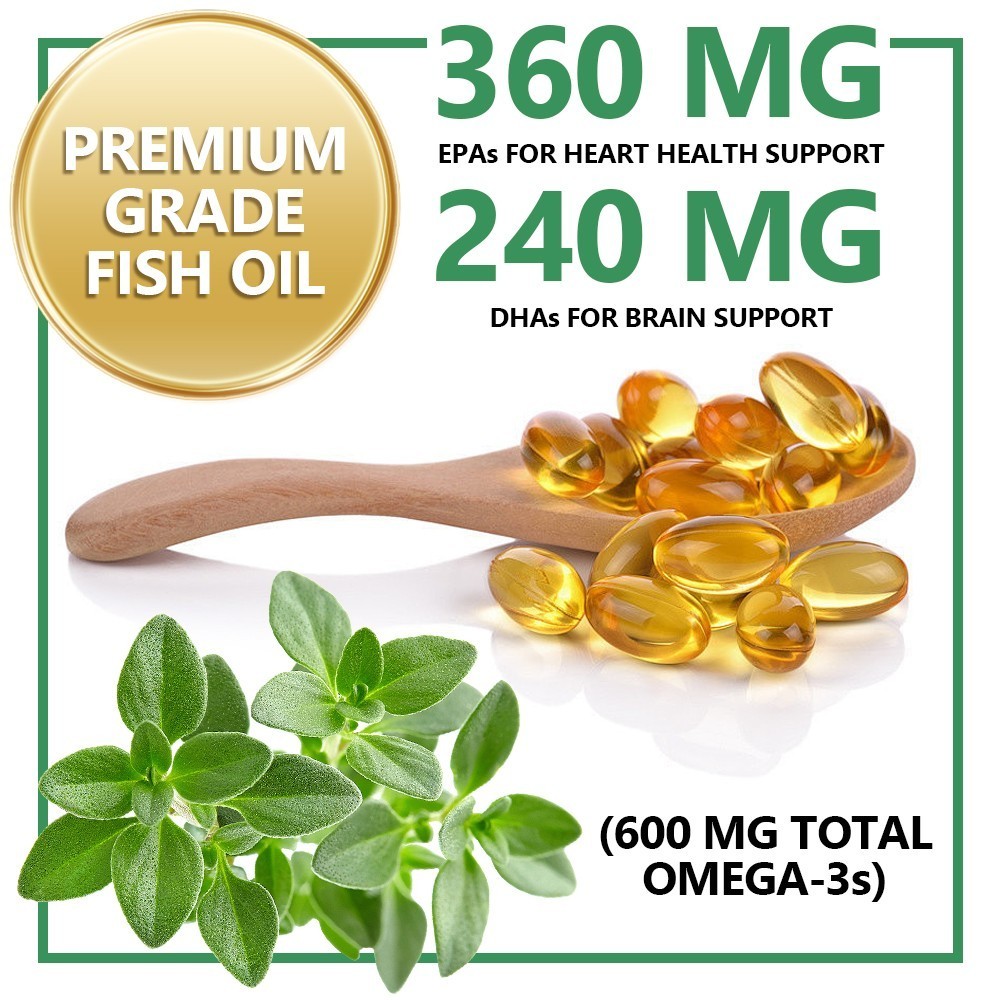 3x Strength EPA & DHA Omega 3 Fish Oil 2400mg, Highest Potency, 60 Softgels