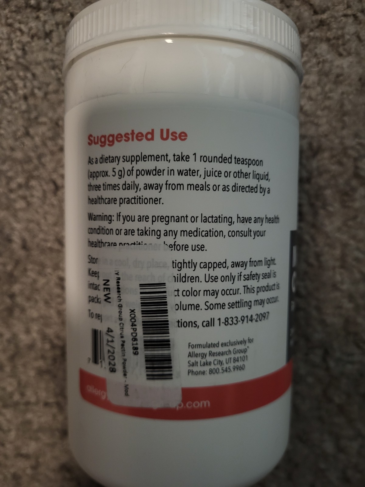 Allergy Research Group Modified Citrus Pectin 16oz 90 servings FAST SHIPPING
