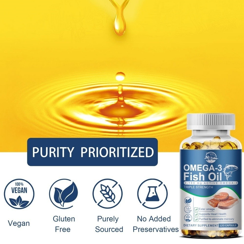 120pc Omega 3 Fish Oil Capsules 3x Strength 3600mg EPA & DHA,Highest Potency