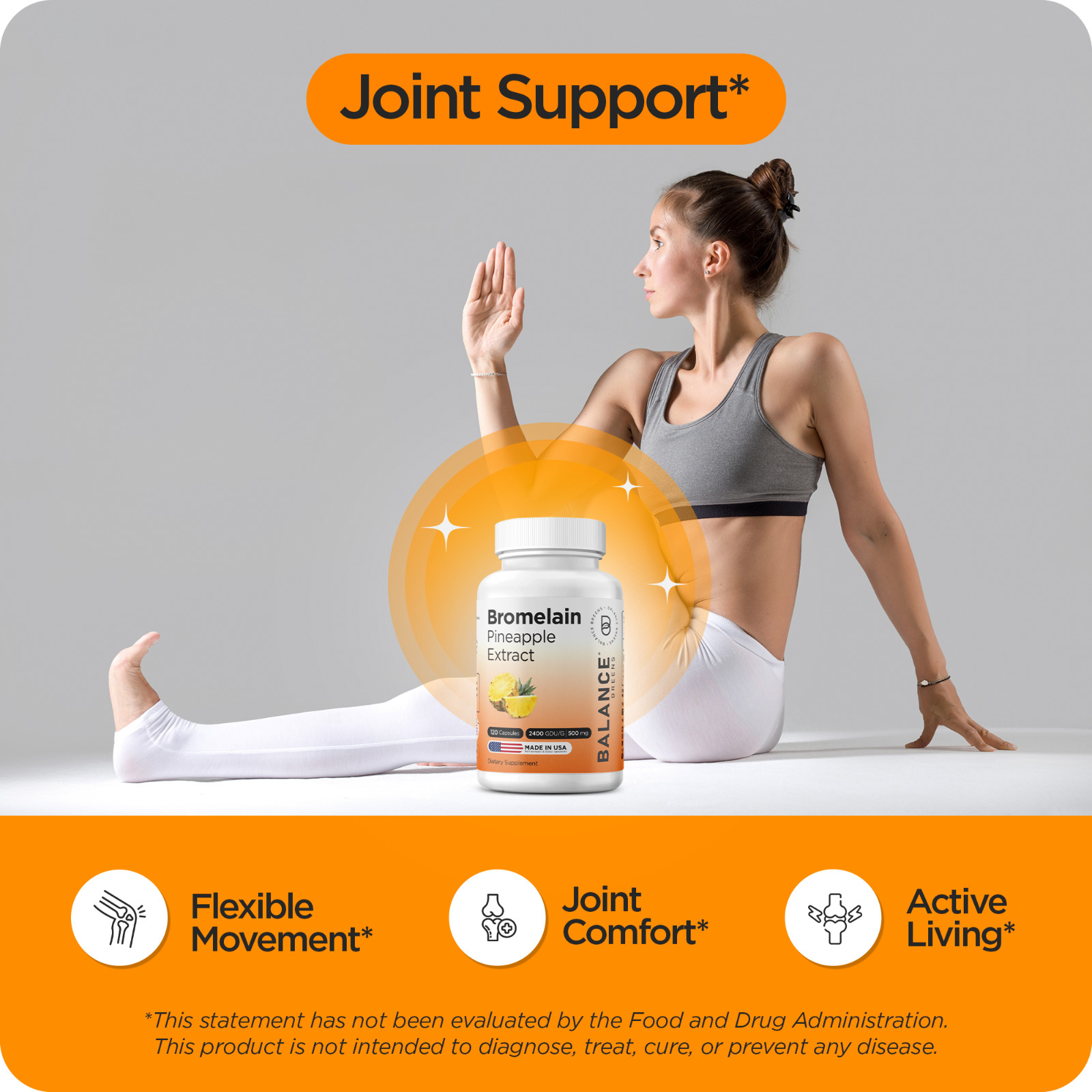 Balance Breens Bromelain 500mg, 120 Capsules – Pineapple Extract
