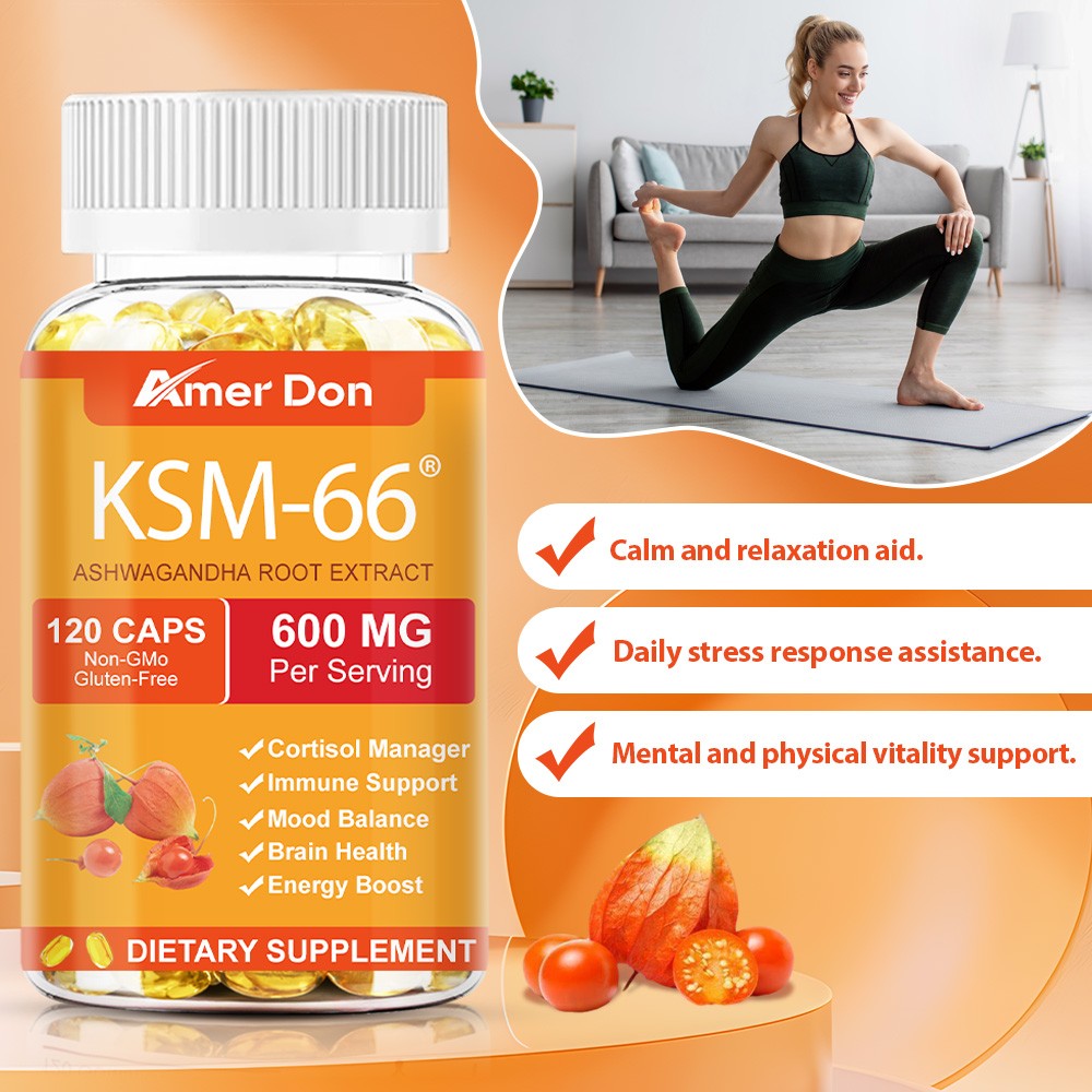 Amer Don KSM-66 Ashwagandha Root Extract 600mg, 60 Vegetarian Caps