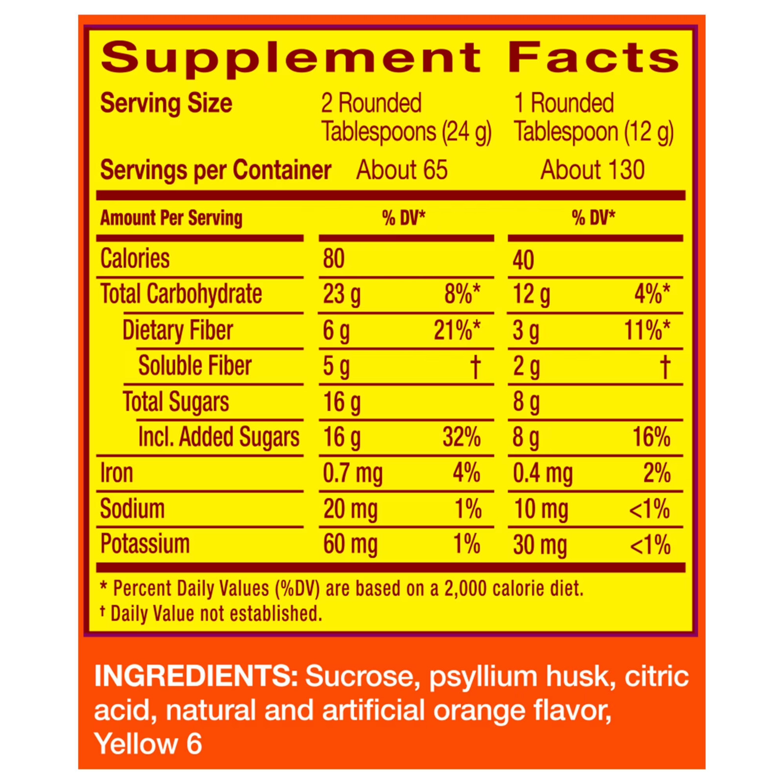 Metamucil Psyllium 4in1 Fiber Supplement Powder, Orange, 55 oz 2 Pack
