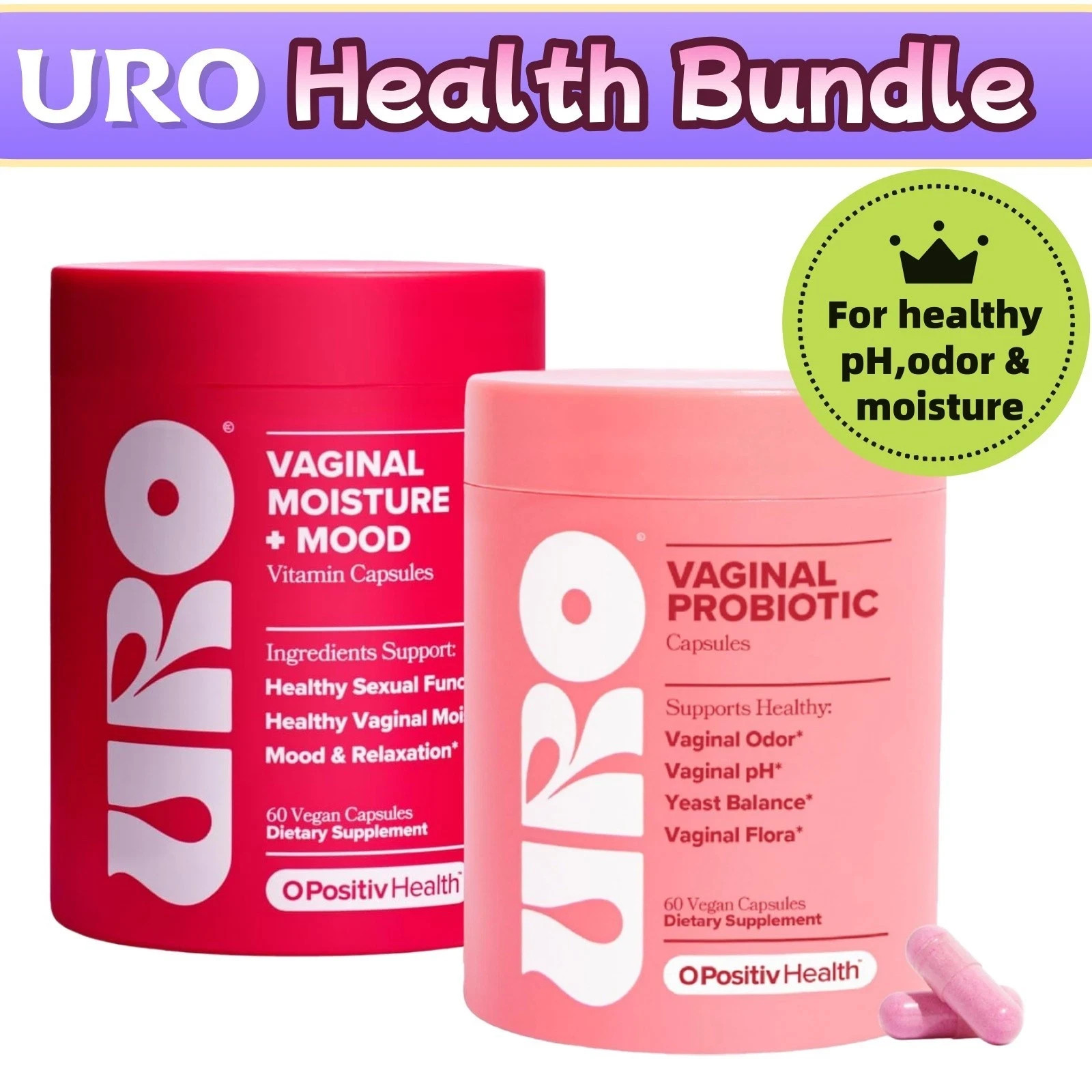 Fresh URO Health Bundle: Vaginal Moisture & Mood 60ct + Vaginal Probiotics 60ct