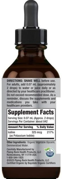 Piping Rock Nascent Iodine Drops Organic | 2 fl oz | 2 Fl Oz (Pack of 1)