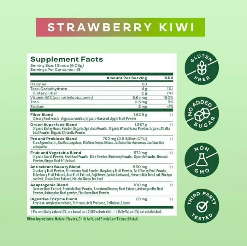 Bloom Greens & Superfoods Powder Strawberry Kiwi 2 Pk- Exp: 09/2026