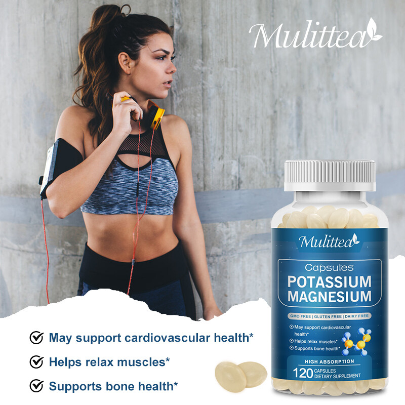 Potassium Magnesium 120Pills Helps Sleep,Immune Booster,Bone&Muscle Health