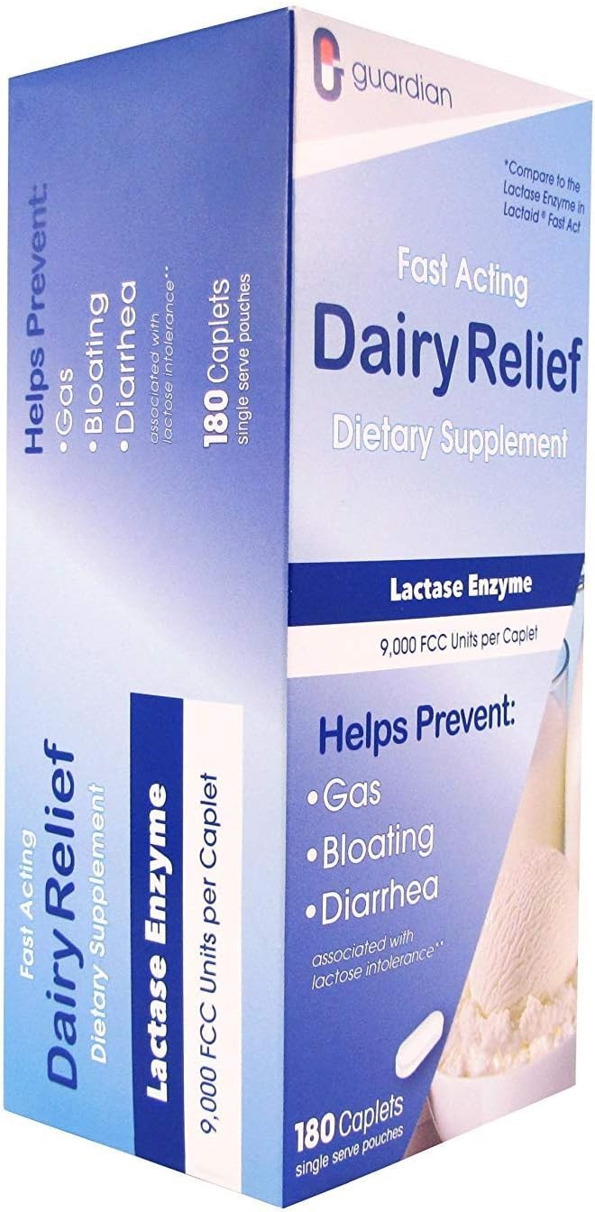 Relieve Lactose Intolerance Quickly – 180 Unflavored Caplets of Maximum Strength