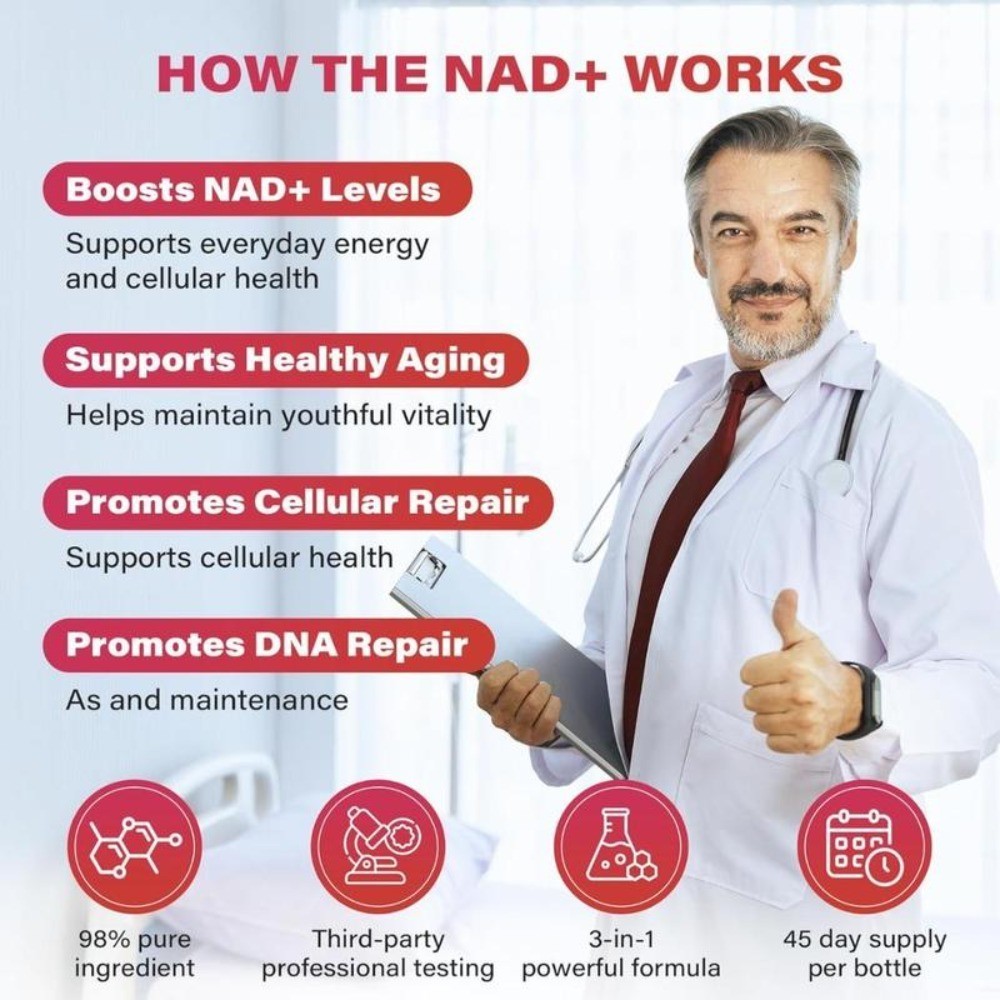 Men & NAD+ Women, 1000mg Liquid for Cellular Energy Support, NR & Resveratrol*/