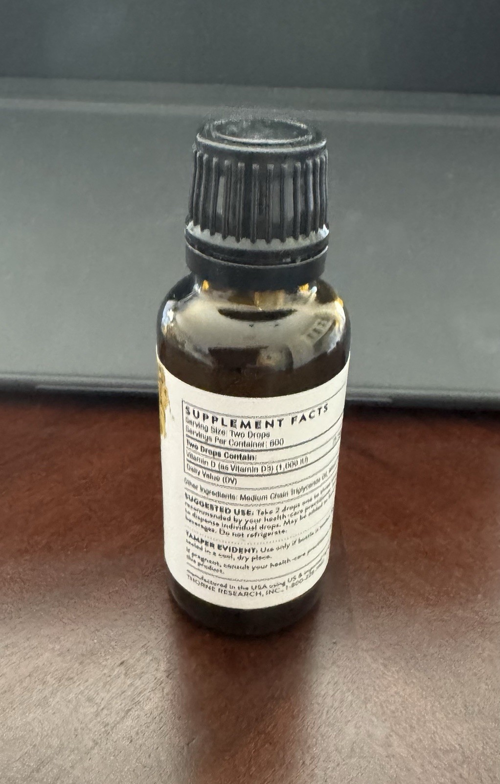 Thorne Vitamin D3 Liquid 1,000 IU 1 fl oz Unflavored NSF Certified Sport