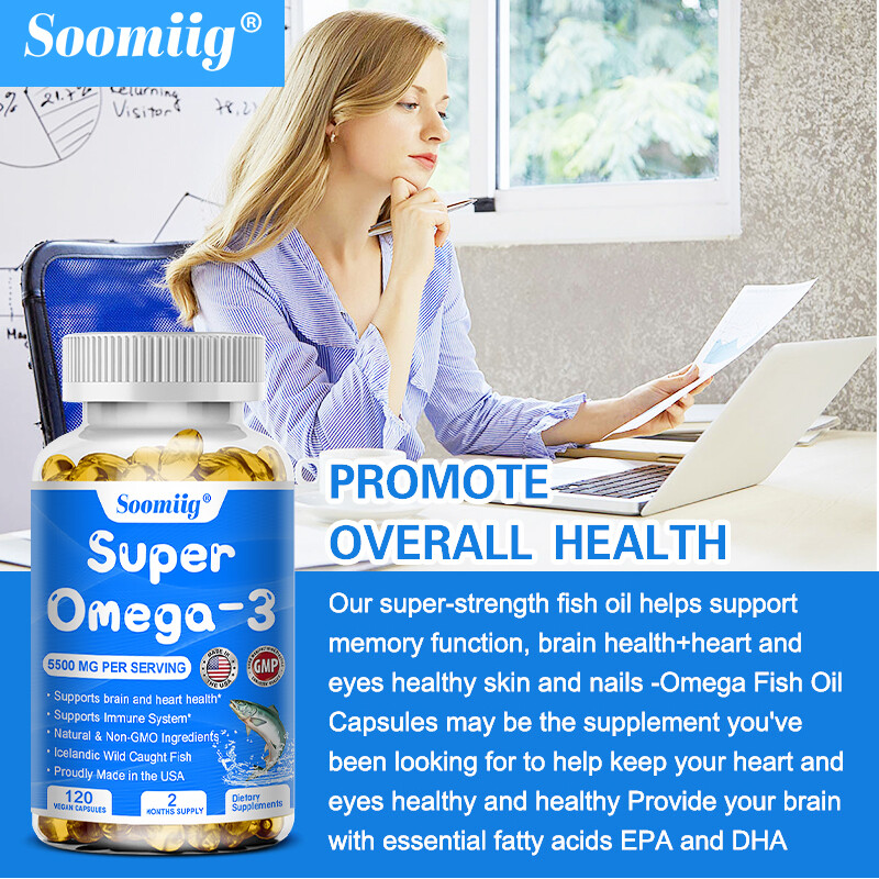 Omega 3 Fish Oil 5500mg 30/60/120Capsules; EPA/DHA Support Heart, Brain, Eyes