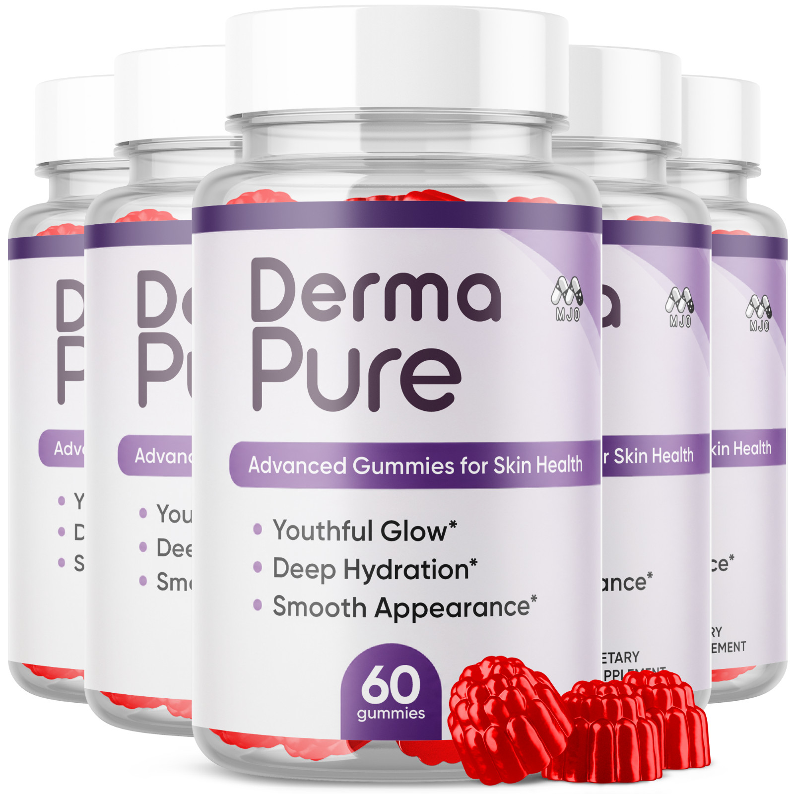 (5 Pack) Derma Pure Skin Health Gummys DermaPure Vitamin Supplement 300 Gummies