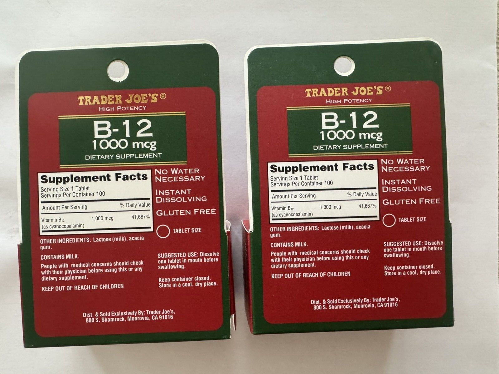 2 Packs Trader Joe’s Under The Tongue B-12 1000 mcg Dietary Supplement EXP 2027