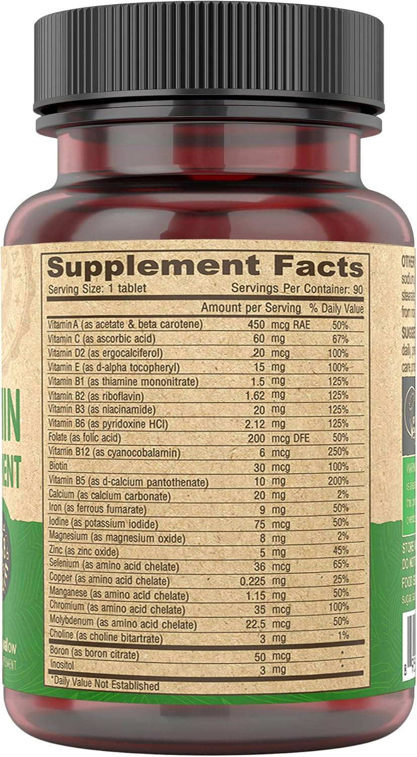 Vegan Multivitamin & Mineral Supplement, Tiny Tablets, Easy to Swallow, 90 Table