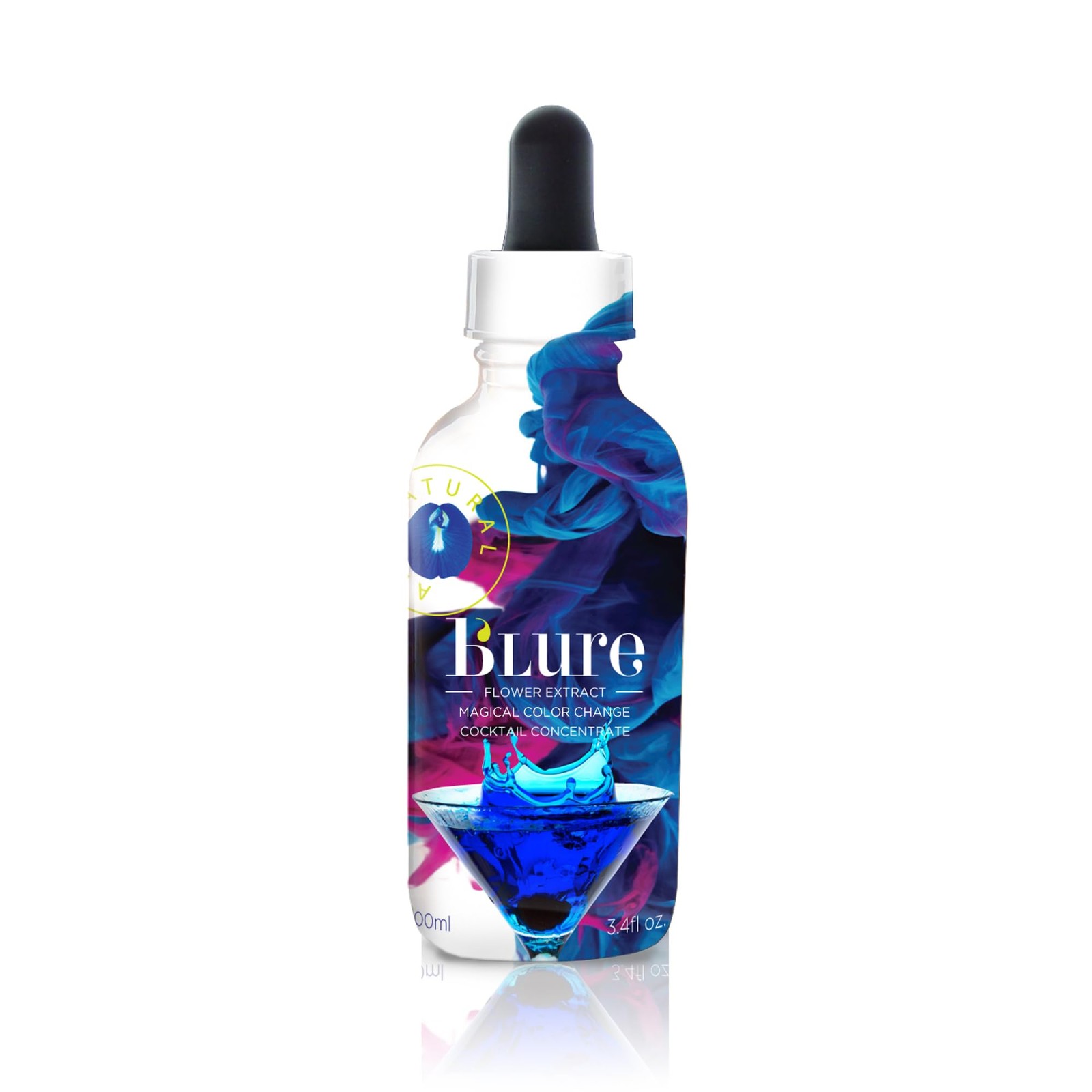 B’Lure Butterfly Pea Flower Extract | 3.4 fl oz (100 ml) | Natural Blue Botan…