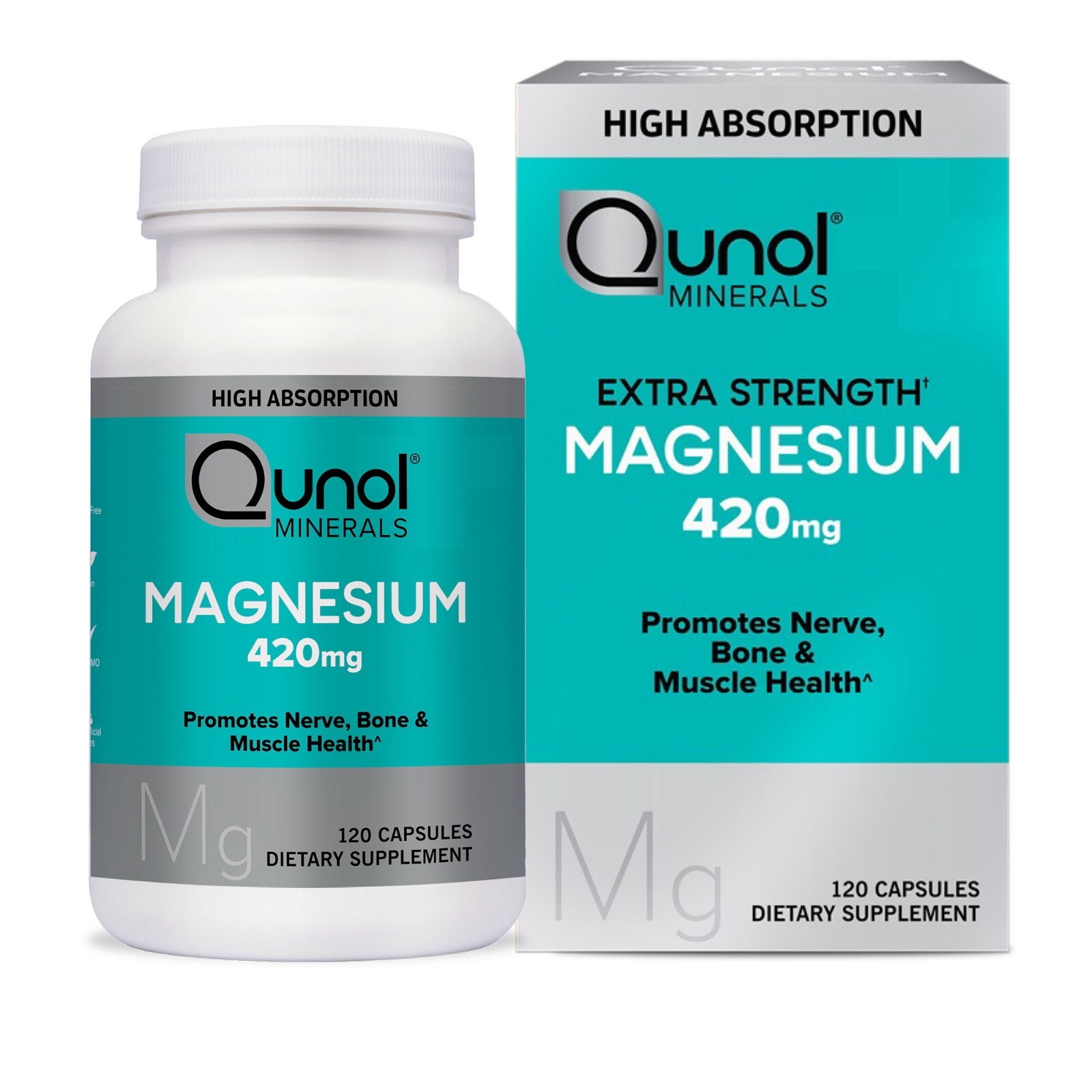 Qunol Magnesium Capsules (120 Count), High Absorption, 420Mg, Extra Strength