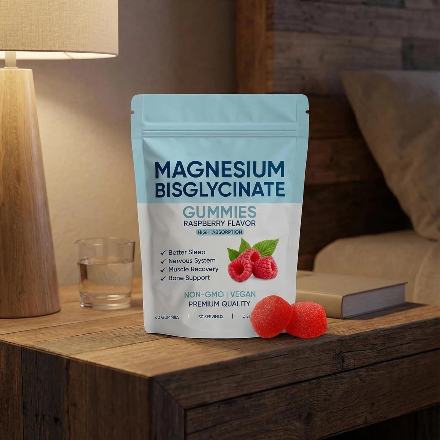 1-3Bag Magnesium Bisglycinate Gummies, with 400mg Magnesium Bisglycinate Chelate