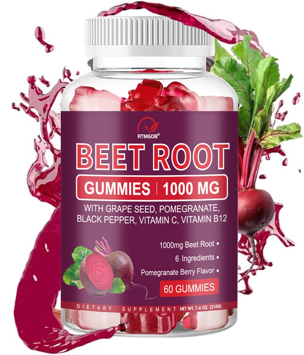 Organic Beet Root 60 Gummies Capsules for Circulation & Natural Energy Boost