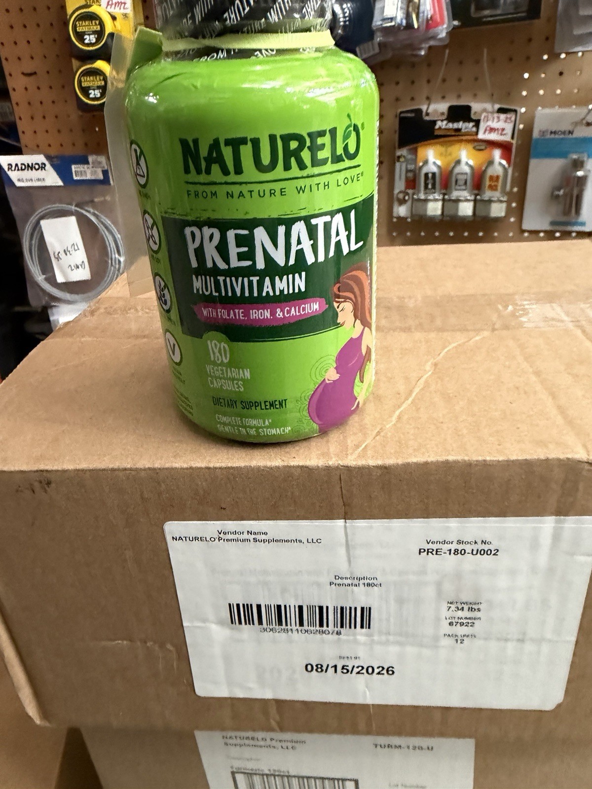 Naturelo Prenatal Multivitamin Folate Iron Calcium 180 Caps EXP 8/15/2026