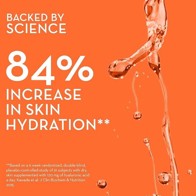 HUM Hyaluronic Glow Gummies Skin Hydration Supplement Orange Flavor | 60 Gummies