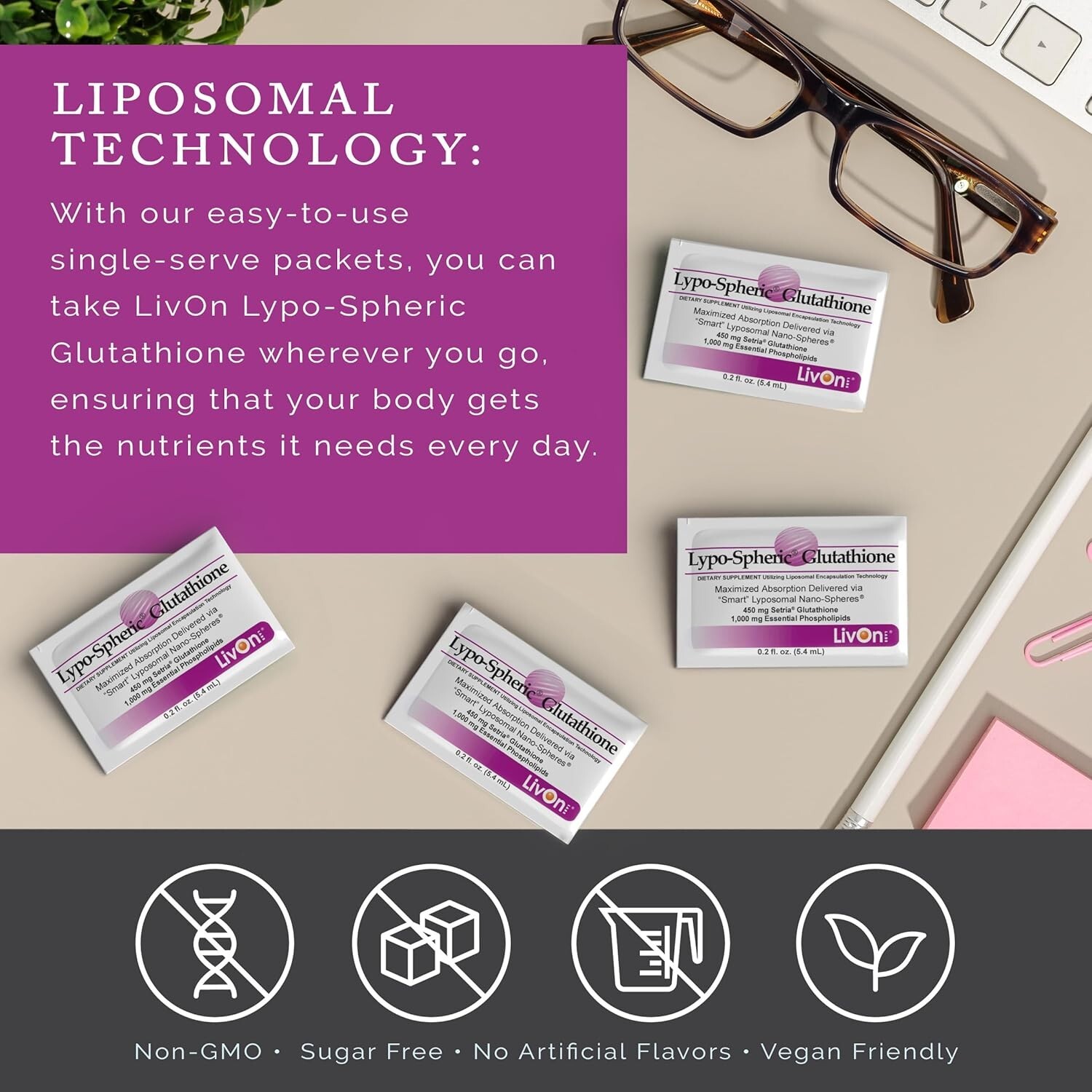 Maximize Cellular Health with Lypo-Spheric Glutathione – 30 Packets Unflavored-=