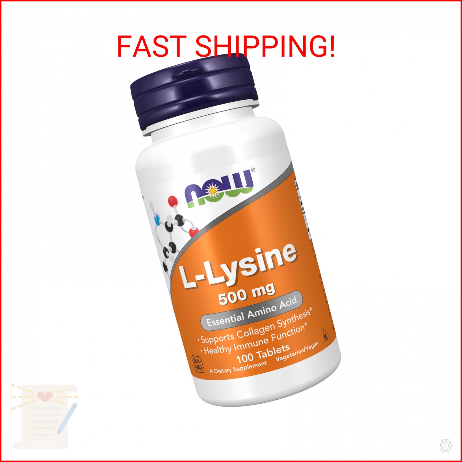 NOW Foods Supplements, L-Lysine (L-Lysine Hydrochloride) 500 mg, Amino Acid, 100