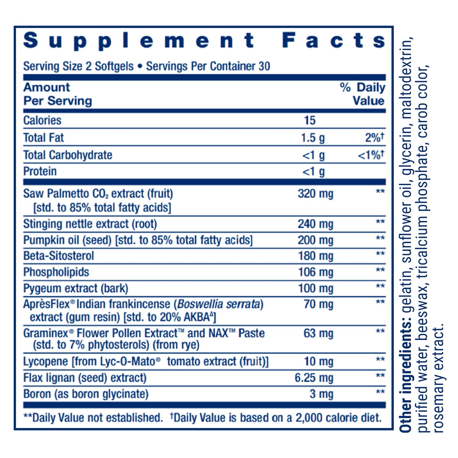Prostate Health Formula Saw Palmetto Pygeum 60 Count Life Extension Ultra Nettle