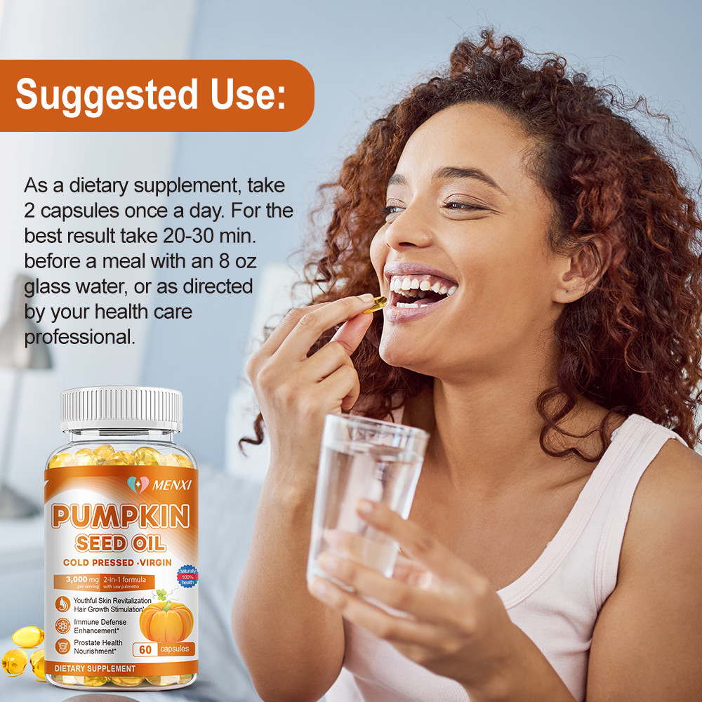 Pumpkin Seed Oil Capsules 3000mg for Hair Growth,Bladder Prostate Health Support