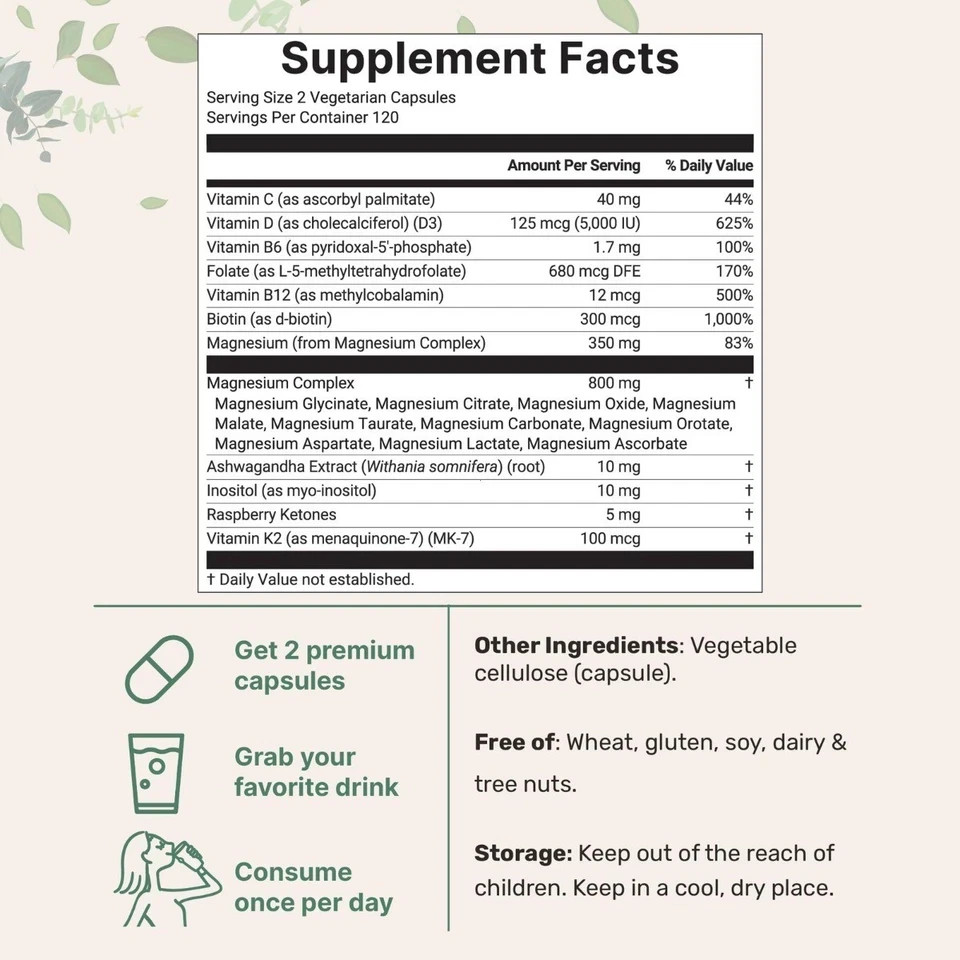 2 packs Micro Ingredients 20-in-1 Magnesium Complex 240 Vegetarian Capsules