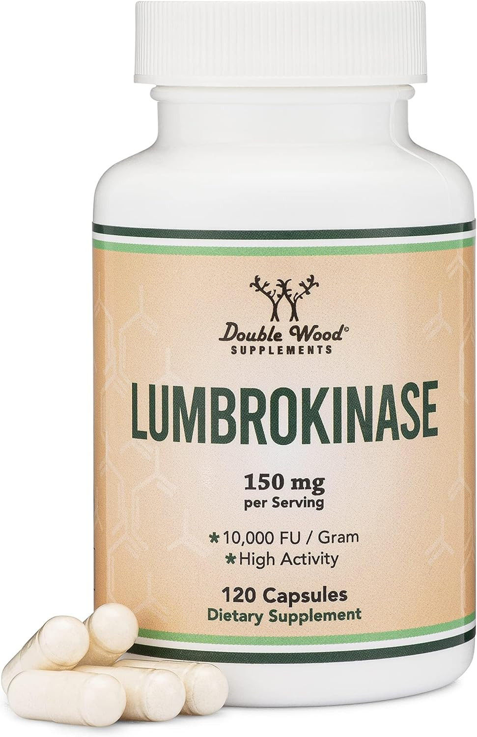 Lumbrokinase Enzymes Supplement – 120 Capsules (Max Activity 10,000 Fu/Gram) 150