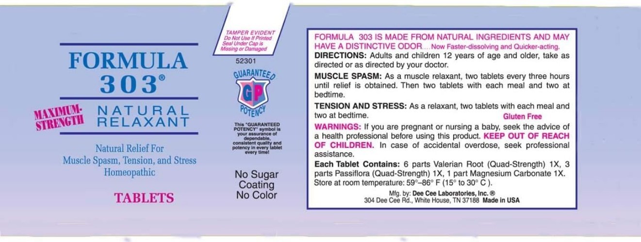 Dee CEE Labs Formula 303 Maximum Strength Tablets, Tablets; All-Natural conta…