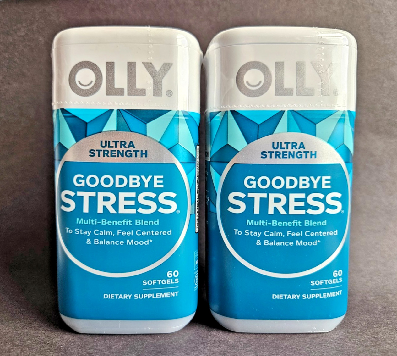 2 PK OLLY Goodbye Stress Ultra Strength Softgel 60 ct, Calming, SEALED NEW 2027+