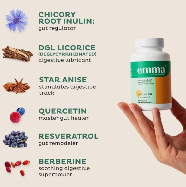 Emma by Enclave BioActives Gut Relief Capsules 60ct Digestive Support Supplement