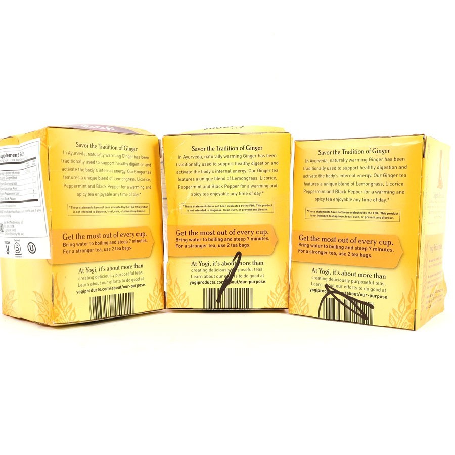 Yogi Organic Ginger Tea Bags 16 ct 1.12 oz (3 Boxes)