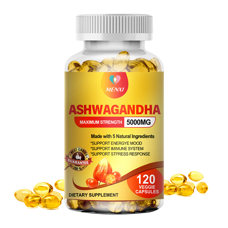 Organic Ashwagandha Capsules 5000mg Strong Stress & Adrenal Support 360 Capsules