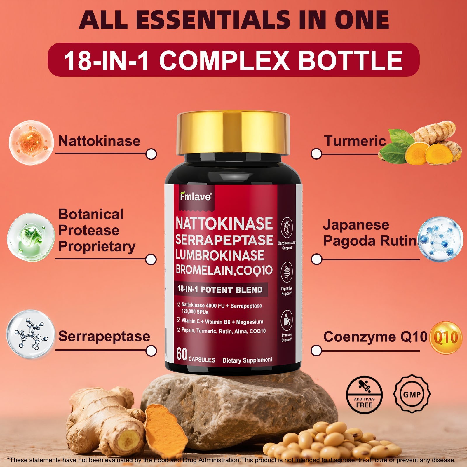 Nattokinase 4,000 FU Heart & Cardiovascular Health, Circulatory Support Non-GMO