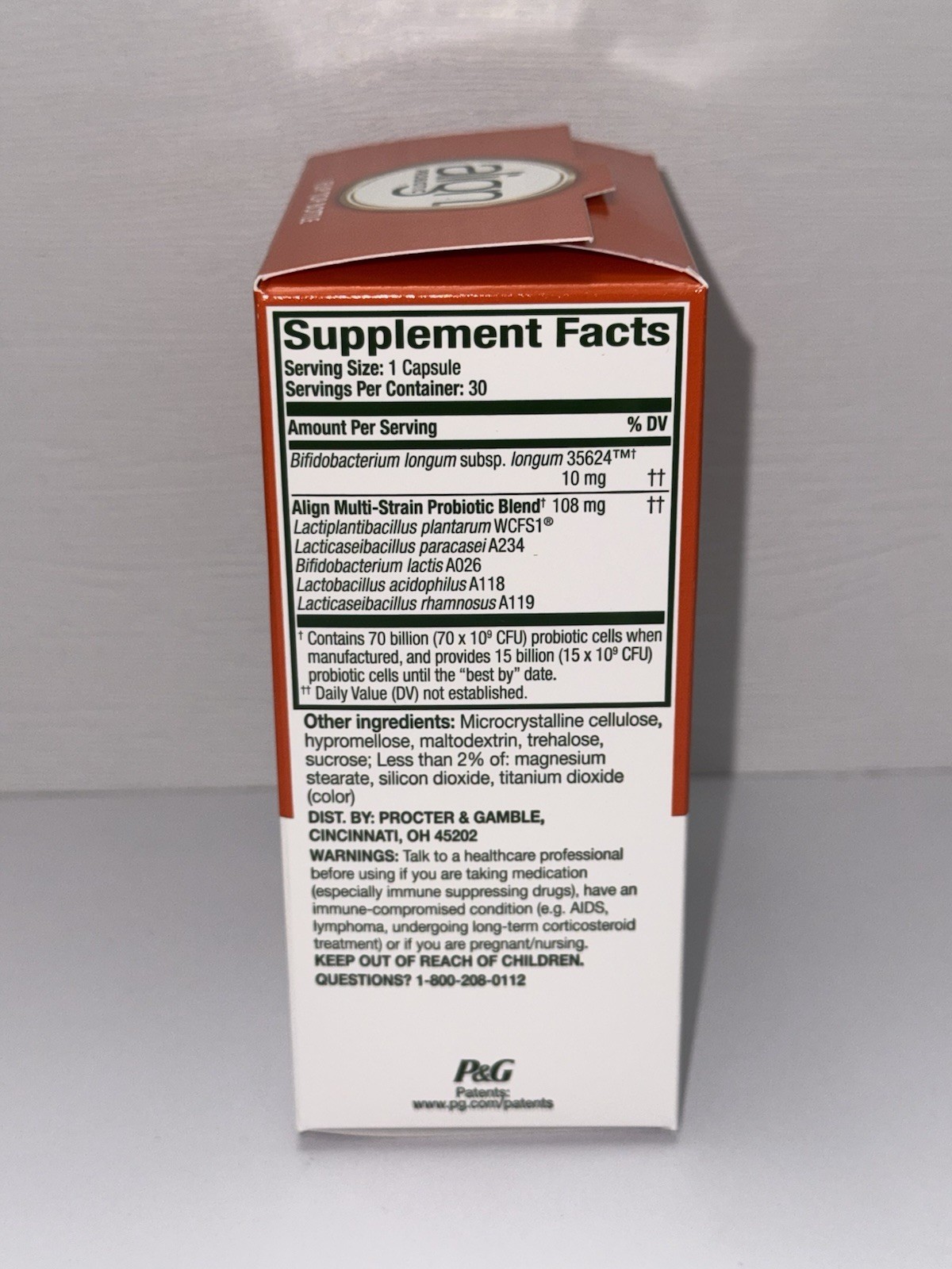 Align Probiotic,70 Billion CFU,6 Strain Blend,Probiotics for Women & Men 30caps