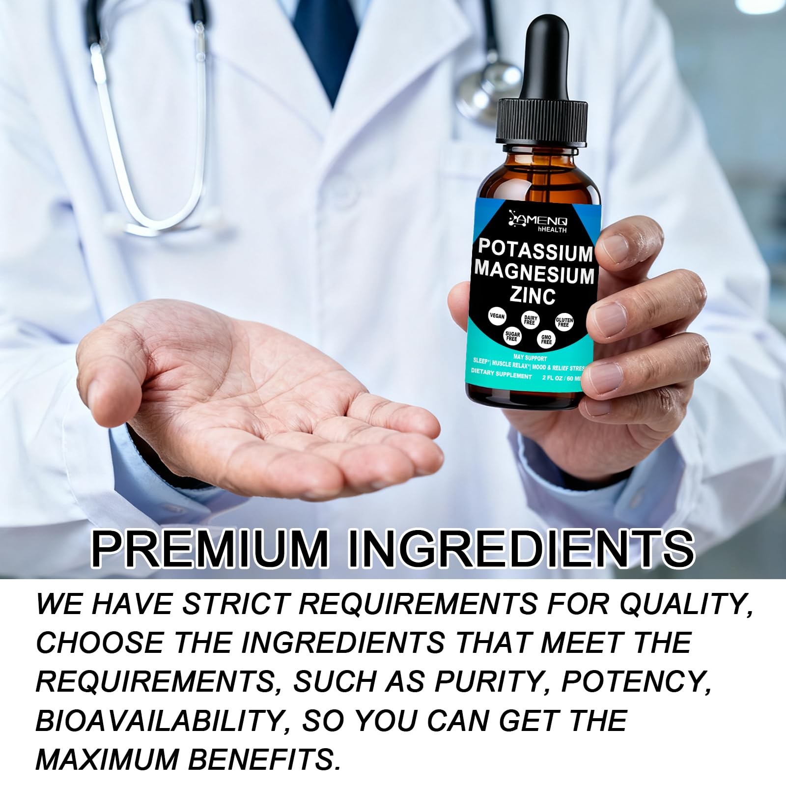 Potassium Magnesium Supplement Liquid Drops Plus Zinc, 2 Fl Oz (Pack of 1)