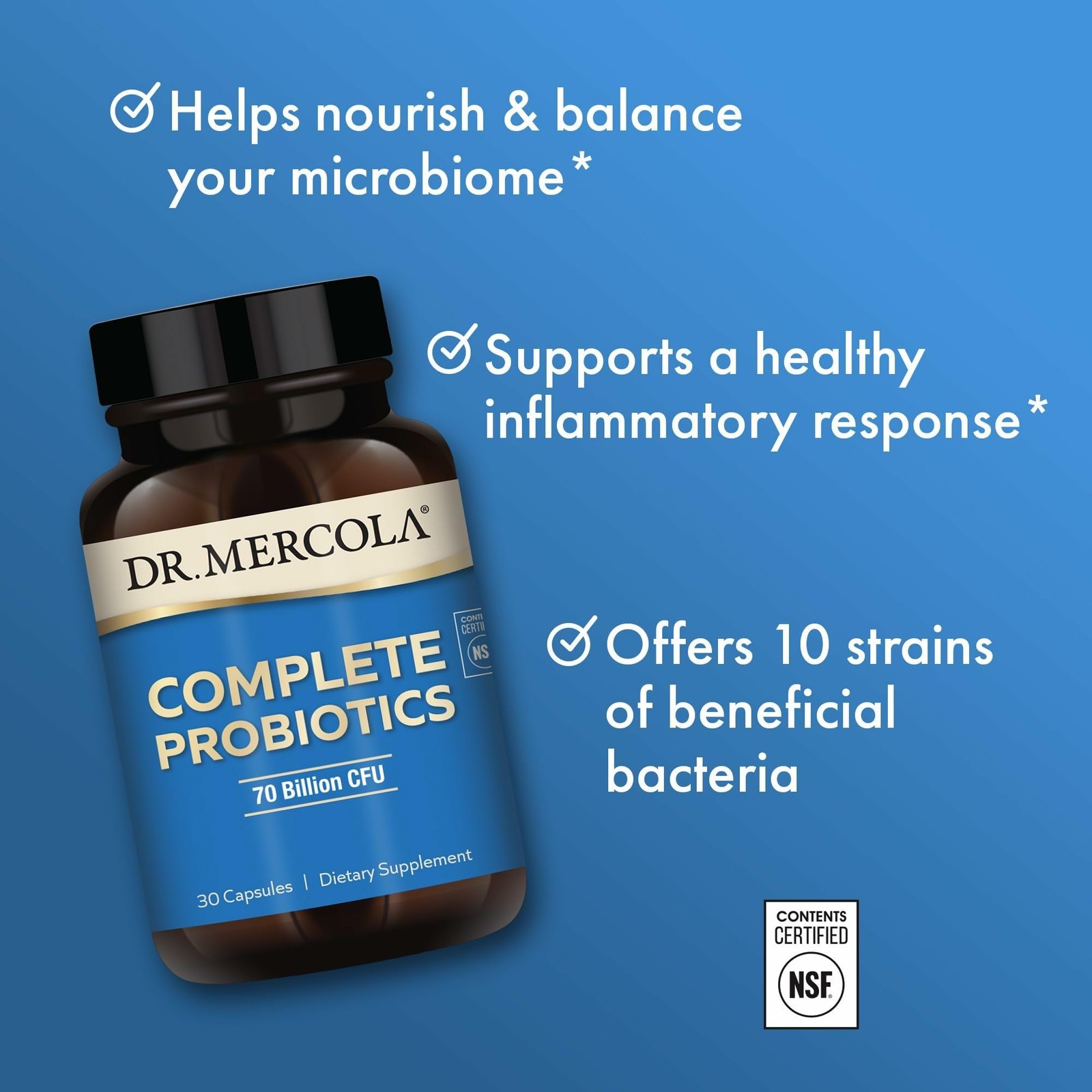 Dr. Mercola Complete Probiotics – 70 30 Count (Pack of 1), 70 Billion Cfu