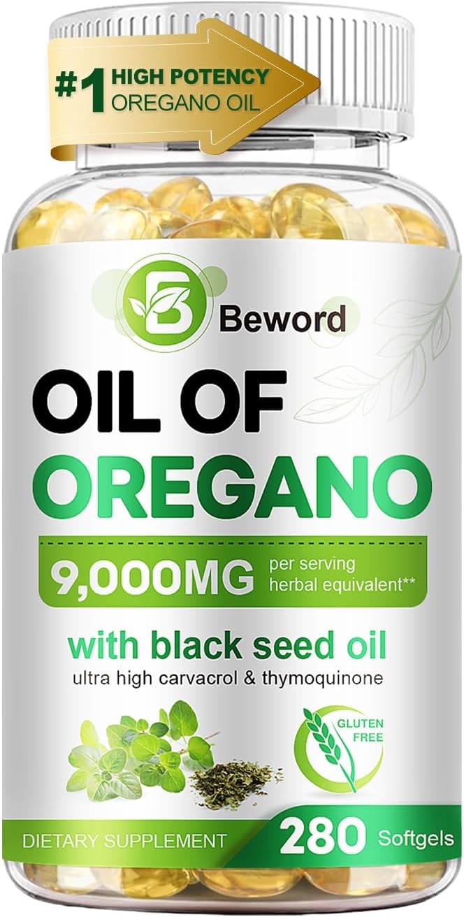 BEWORD Oregano Oil Black Seed Oil 9000mg Per Serving