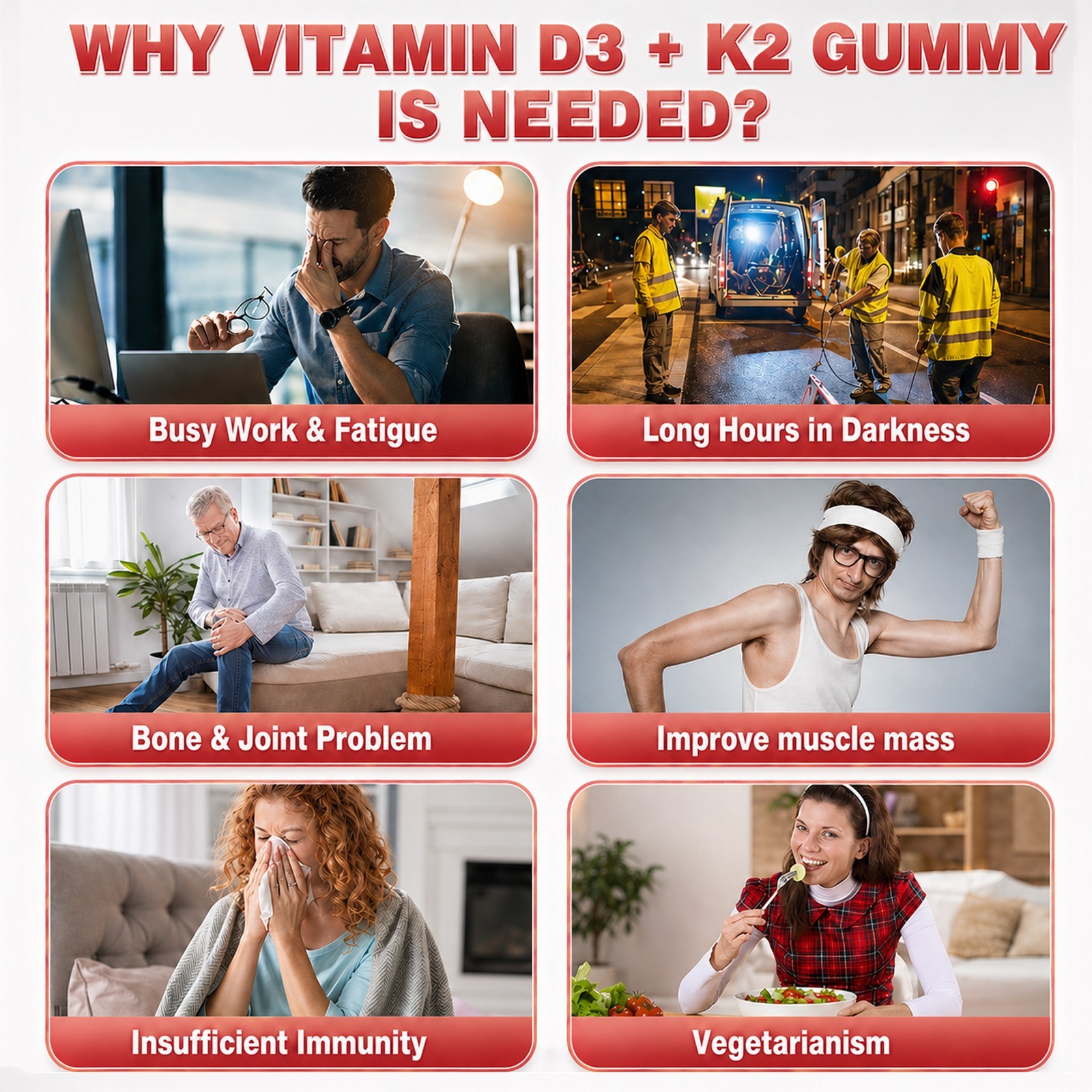 Vitamin K2 D3 Gummies Bone Immune Support Non-GMO 60-240 Count Strawberry Flavor