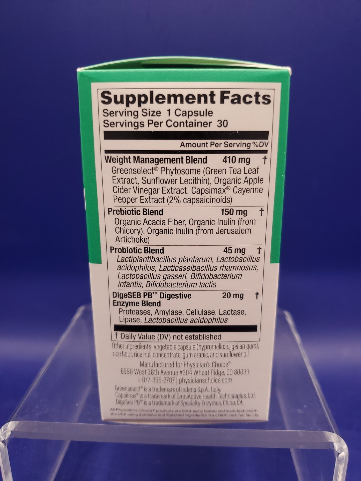 Physician’s Choice Thin 30 Probiotic Weight Health 30 Count Capsules Exp 01/2027