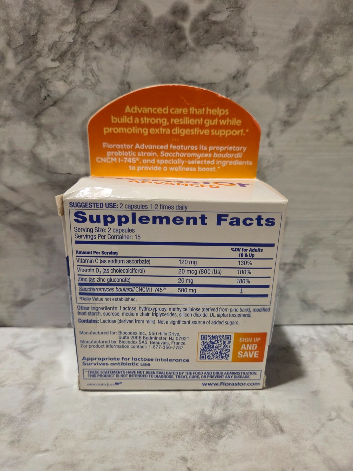 Florastor Advanced Immunity Probiotic Immune Supplement 30 Capsules 7/2026