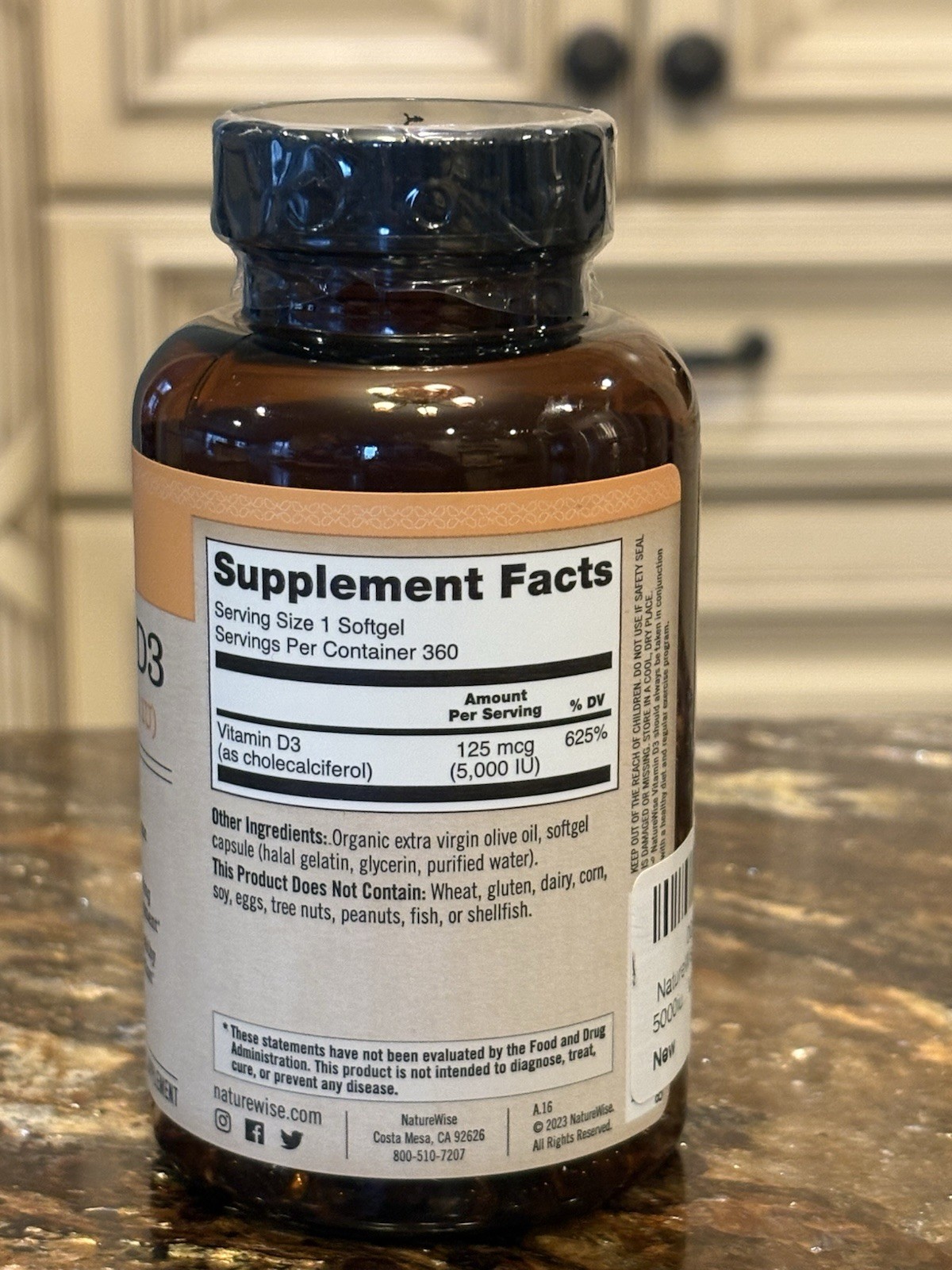 Naturewise Vitamin D3 5000 IU Softgels – 360 Count