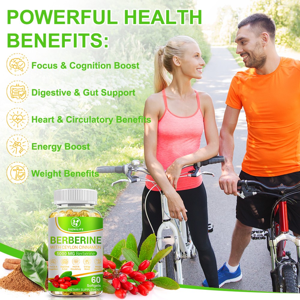 1-3 Packs Berberine HCL 5000mg 60 Caps Premium Metabolic Health Supplement