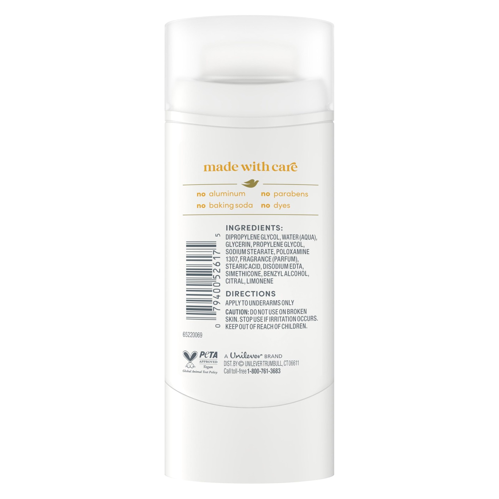 Dove Deodorant Stick Citrus Pop for 72 Hour 2.4 Ounce (Pack of 1), Orange