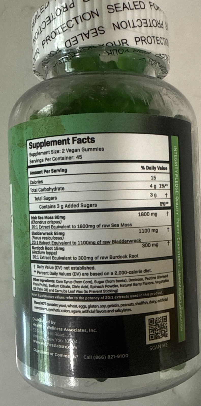 WELLNESS LABSRX Sea Moss Gummies, 3200mg Irish Sea Moss Mixed Berry Flavor
