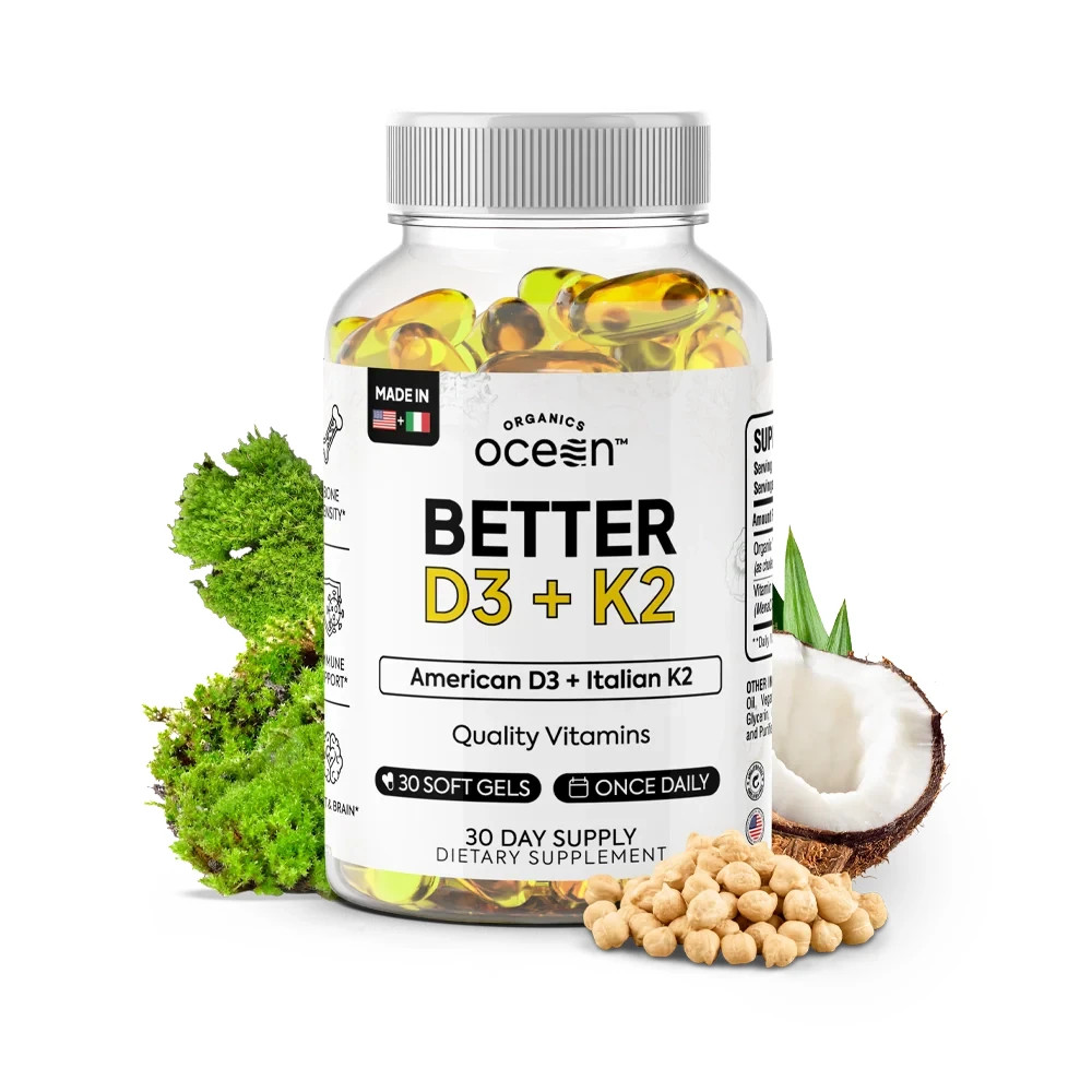 Organics Ocean Better D3 + K2 100% Organic Dietary Suppliment | 30 Softgels