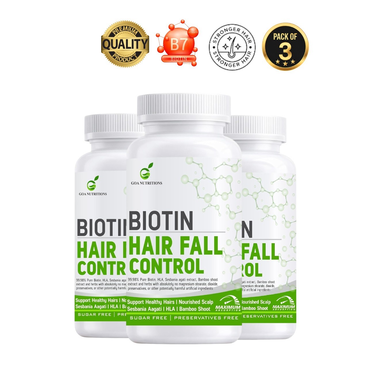 3x GOA NUTR.ITIONS Biotin 10000mcg 60 Tablets