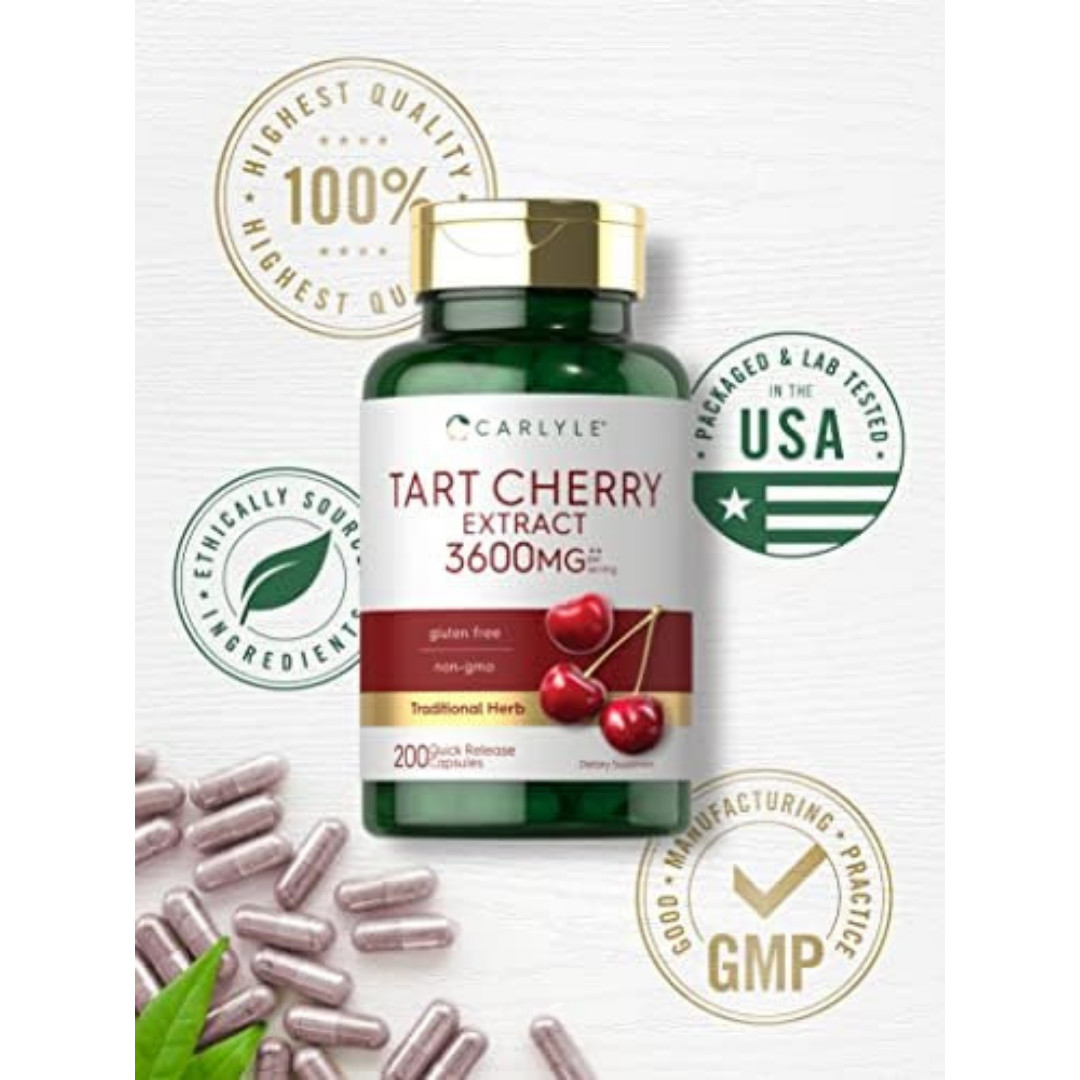 Tart Cherry Capsules | 3600mg Extract | 200 Count | by Carlyle